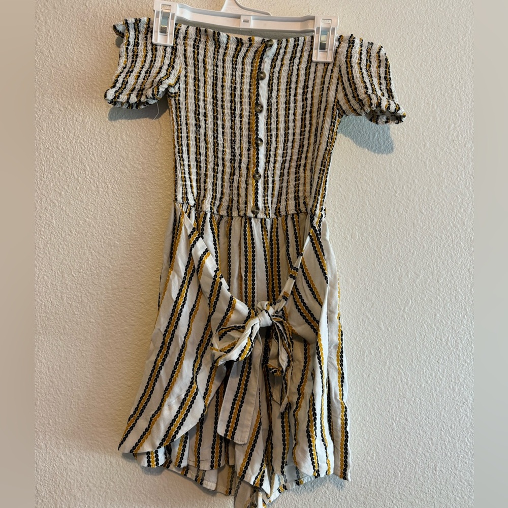 Striped Romper Off the Shoulder